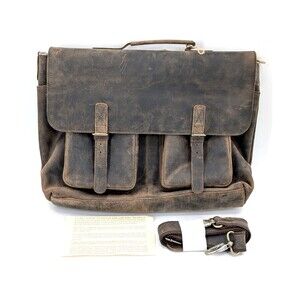 KomalC Brown Tan Buffalo Leather Briefcase Laptop Messenger Satchel Bag